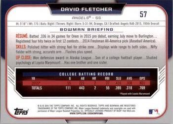 2015 Bowman Draft #57 David Fletcher Back