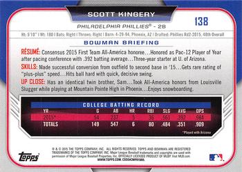 2015 Bowman Draft #138 Scott Kingery Back