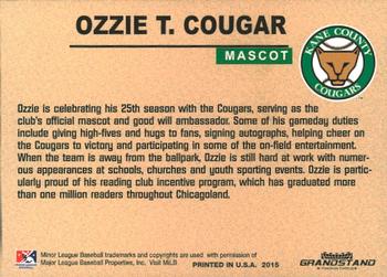 2015 Grandstand Kane County Cougars #NNO Ozzie T. Cougar Back