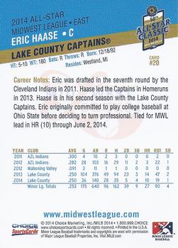 2014 Choice Midwest League All-Star #20 Eric Haase Back