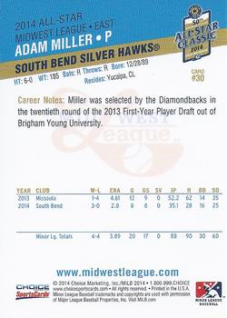 2014 Choice Midwest League All-Star #30 Adam Miller Back