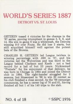 1976 SSPC 1887 World Series #4 Charles Getzien Back