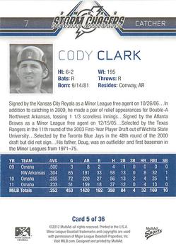 2012 MultiAd Omaha Storm Chasers #5 Cody Clark Back