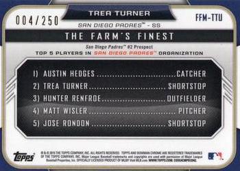 2015 Bowman - The Farm's Finest Minis Purple Shimmer Refractor #FFM-TTU Trea Turner Back
