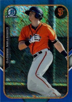 2015 Bowman - The Farm's Finest Minis Blue Shimmer Refractor #FFM-CA Christian Arroyo Front