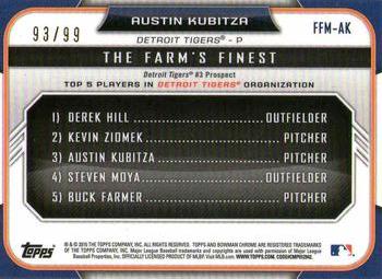 2015 Bowman - The Farm's Finest Minis Green Shimmer Refractor #FFM-AK Austin Kubitza Back