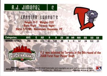 2010 Grandstand Midwest League All-Star Game Eastern Division #NNO A.J. Jimenez Back