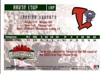 2010 Grandstand Midwest League All-Star Game Eastern Division #NNO Aaron Loup Back