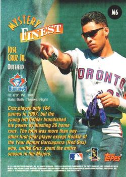 1998 Topps - Mystery Finest Borderless #M6 Jose Cruz Jr. Back