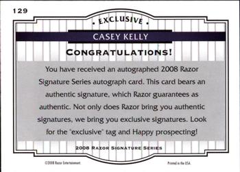 2008 Razor Signature Series - Blue #129 Casey Kelly Back