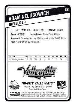 2013 Choice Tri-City ValleyCats Update #38 Adam Nelubowich Back