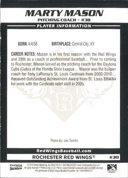 2013 Choice Rochester Red Wings #30 Marty Mason Back