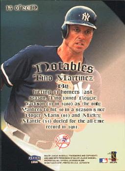 1998 Ultra - Notables #13N Tino Martinez Back