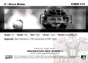 2011 Choice Rochester Red Wings #14 Steve Holm Back