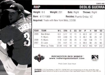 2010 Choice Rochester Red Wings #05 Deolis Guerra Back