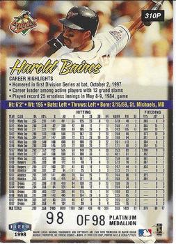 1998 Ultra - Platinum Medallion #310P Harold Baines Back