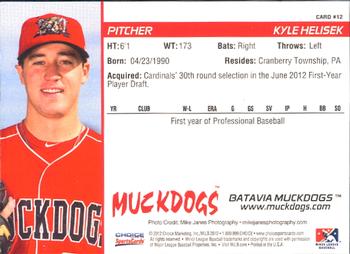 2012 Choice Batavia Muckdogs #12 Kyle Helisek Back