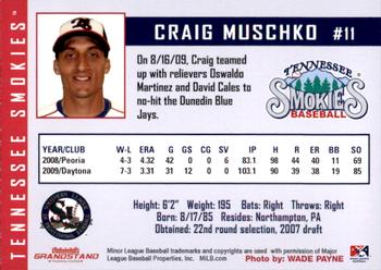 2010 Grandstand Tennessee Smokies #NNO Craig Muschko Back