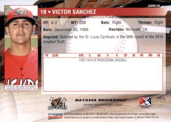 2010 Choice Batavia Muckdogs #25 Victor Sanchez Back