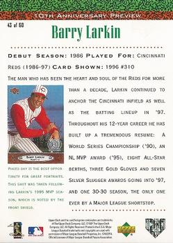 1998 Upper Deck - 10th Anniversary Preview Edition Retail #43 Barry Larkin Back