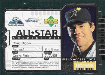1998 Upper Deck - All-Star Credentials #AS6 Craig Biggio Front