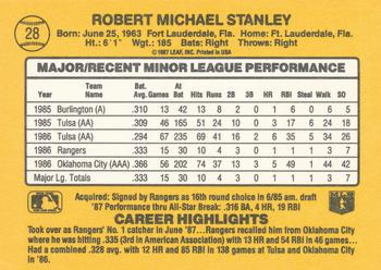 1987 Donruss The Rookies #28 Mike Stanley Back