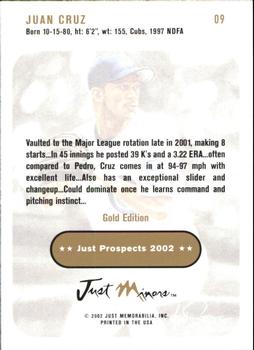 2002 Just Prospects - Gold #9 Juan Cruz Back
