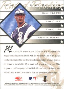 1998 Donruss - Rated Rookies #6 Mike Cameron Back