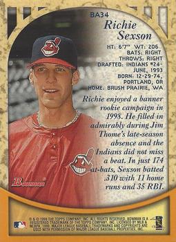 1999 Bowman - Certified Autographs #BA34 Richie Sexson Back