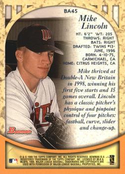 1999 Bowman - Certified Autographs #BA45 Mike Lincoln Back