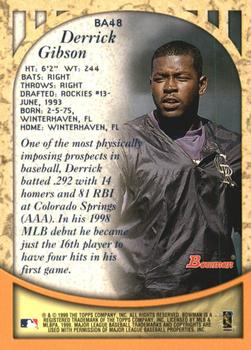 1999 Bowman - Certified Autographs #BA48 Derrick Gibson Back