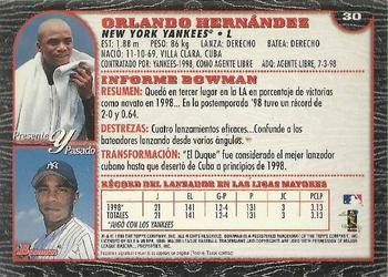 1999 Bowman - International #30 Orlando Hernandez Back
