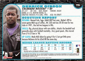 1999 Bowman - International #75 Derrick Gibson Back