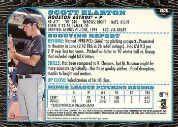 1999 Bowman - International #93 Scott Elarton Back