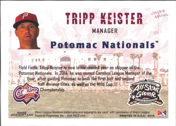 2015 Grandstand California League / Carolina League All-Star Game #NNO Tripp Keister Back