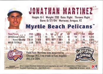 2015 Grandstand California League / Carolina League All-Star Game #NNO Jonathan Martinez Back