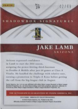 2015 Panini Immaculate Collection #125 Jake Lamb Back