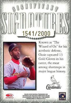 1998 Donruss Signature - Significant Signatures #NNO Ozzie Smith Back
