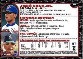 1999 Bowman Chrome - International #18 Jose Cruz Jr.  Back