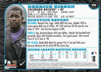 1999 Bowman Chrome - International #75 Derrick Gibson  Back