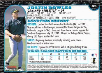 1999 Bowman Chrome - International #89 Justin Bowles  Back