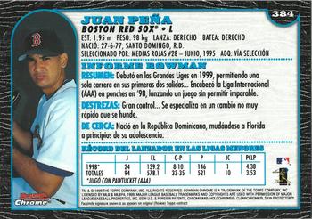 1999 Bowman Chrome - International #384 Juan Pena  Back