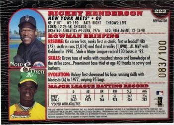 1999 Bowman Chrome - International Refractors #223 Rickey Henderson  Back