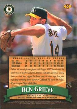 1998 Finest #50 Ben Grieve Back