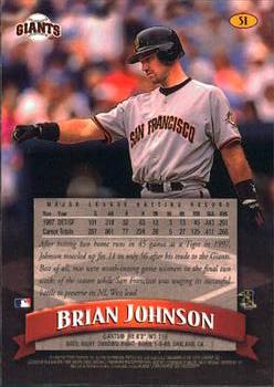 1998 Finest #51 Brian Johnson Back