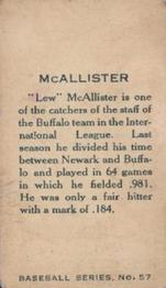 1912 Imperial Tobacco C46 #57 Lew McAllister Back