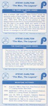 1984 Star Steve Carlton #10 - 12 Steve Carlton Back