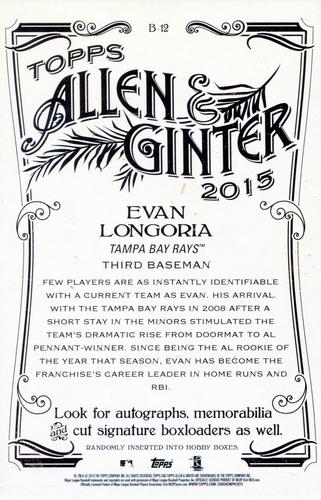 2015 Topps Allen & Ginter - Box Loaders #B-12 Evan Longoria Back