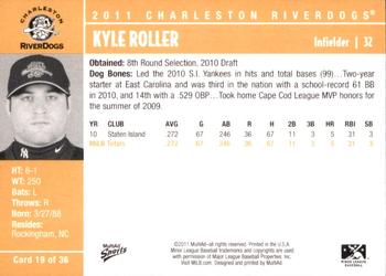 2011 MultiAd Charleston RiverDogs #19 Kyle Roller Back