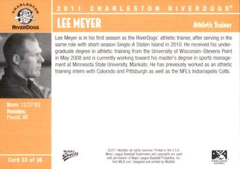 2011 MultiAd Charleston RiverDogs #33 Lee Meyer Back